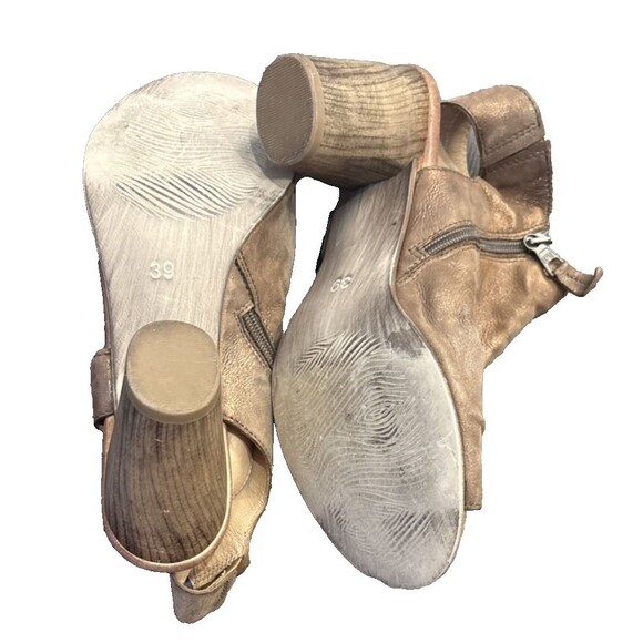 Miz Mooz Leather Peep-Toe Heeled Sandals EU 39 US 8.5 Shimmery Tan - Picture 8 of 11